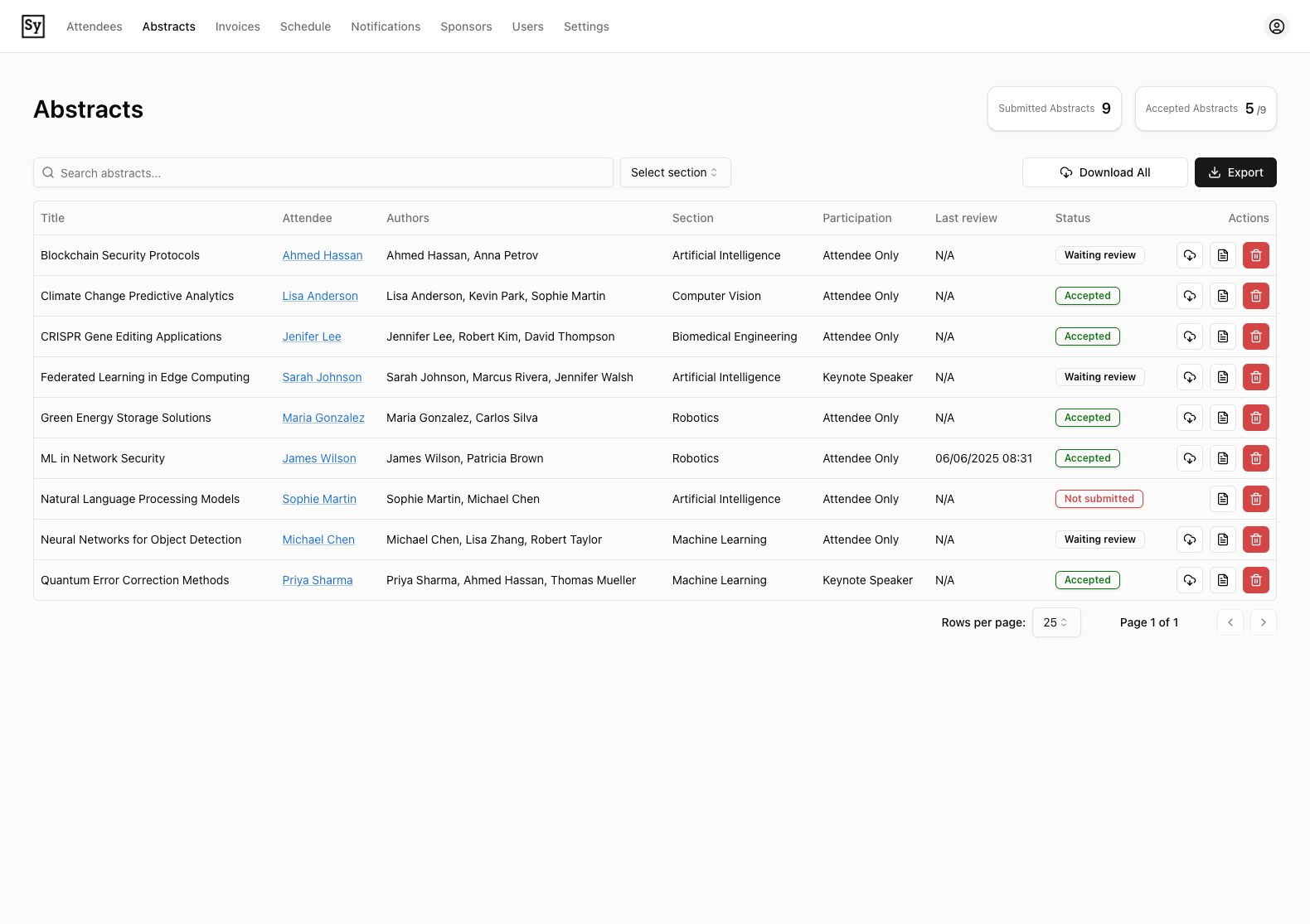 Abstract Management System Interface